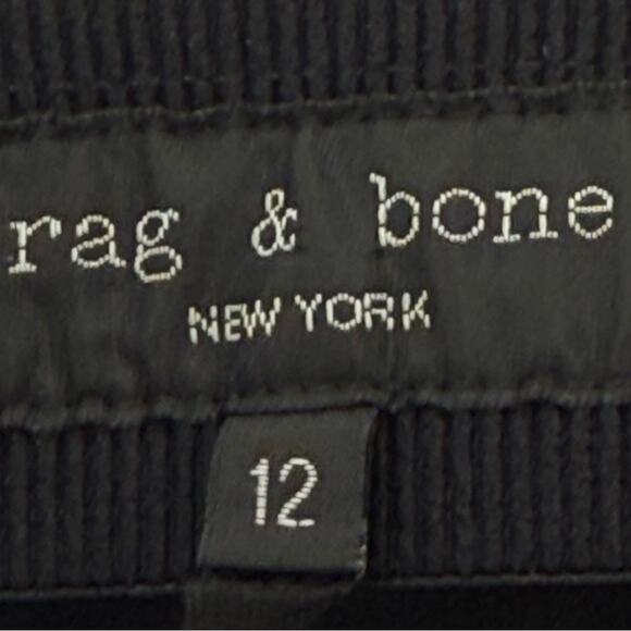 Rag & Bone Black Cotton Blend Slim Straight Casual Trouser Pants Back Zip 12 - Picture 10 of 12